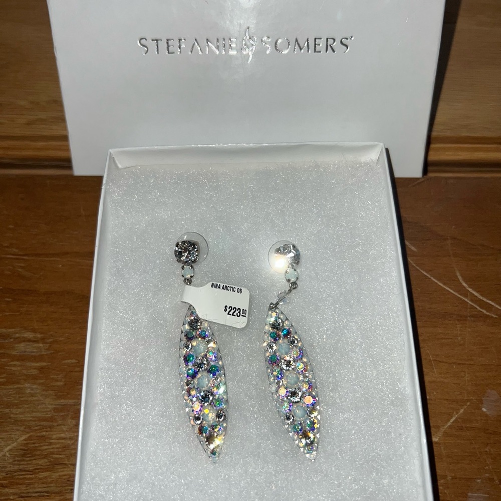 Stefanie Somers Silver Crystal Earrings